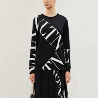 (W) Valentino 黑色LOGO印花圓領長袖上衣 SB3MF02R4T90NI Lookbook (W) Valentino 黑色LOGO印花圓領長袖上衣 SB3MF02R4T90NI