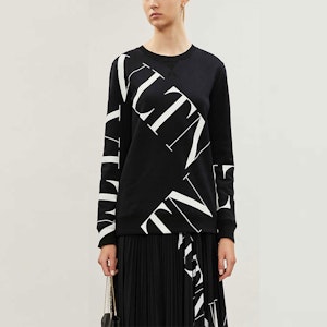 (W) Valentino Logo Print Sweatshirt Hitam SB3MF02R4T90NI Lookbook (W) Valentino Logo Print Sweatshirt Hitam SB3MF02R4T90NI