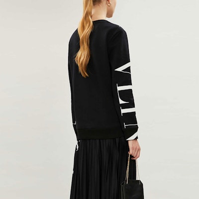 (W) Valentino 黑色LOGO印花圓領長袖上衣 SB3MF02R4T90NI Shop (W) Valentino 黑色LOGO印花圓領長袖上衣 SB3MF02R4T90NI