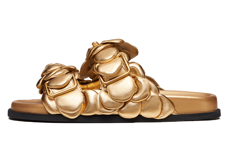 (W) Valentino Napa Leather Slippers 'Gold'