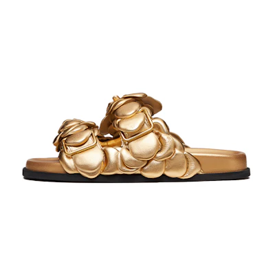 (W) Valentino Napa Leather Slippers 'Gold'