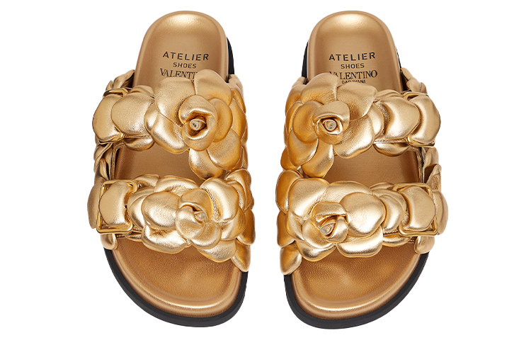 (W) Valentino Napa Leather Slippers 'Gold' 圖 4