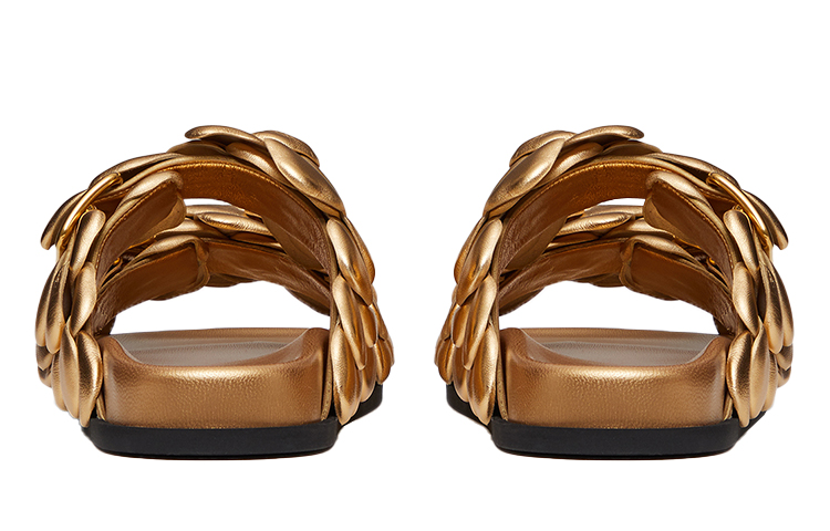 (W) Valentino Napa Leather Slippers 'Gold' 圖 5