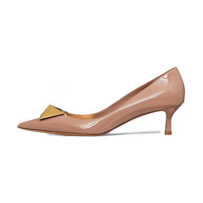 (W) Valentino One Stud 'Pink Patent Pointed Toe Stiletto'