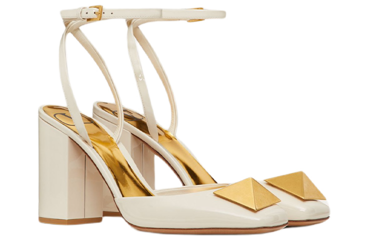 (W) Valentino One Stud 'White Patent Buckle Block Heel' 圖 2