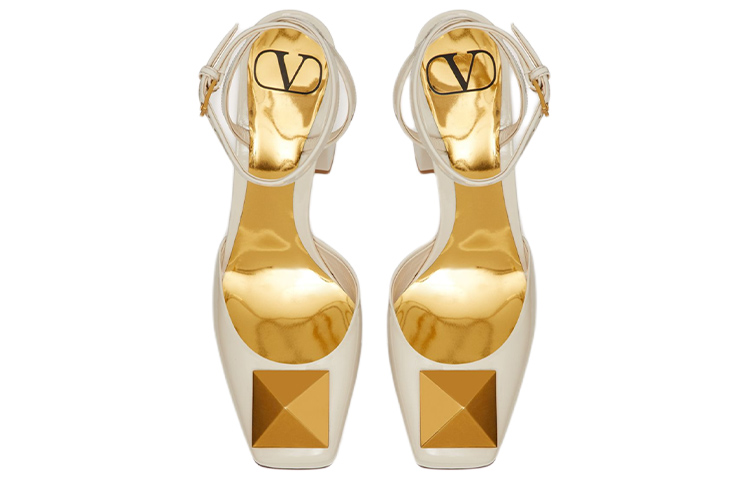 (W) Valentino One Stud 'White Patent Buckle Block Heel' 圖 3