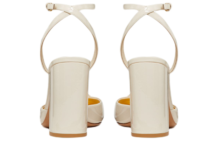 Shop (W) Valentino One Stud 'White Patent Buckle Heel Blok' XW2S0DT4LAFI16