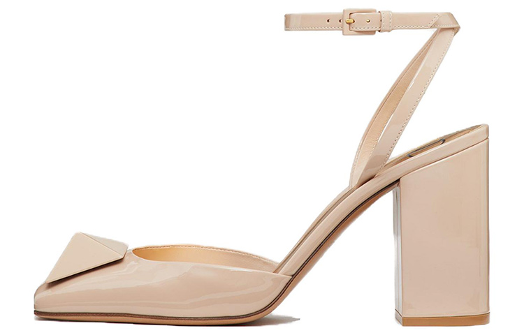 (W) Valentino One Stud Slip-On Studded Slide 'Pink Patent'