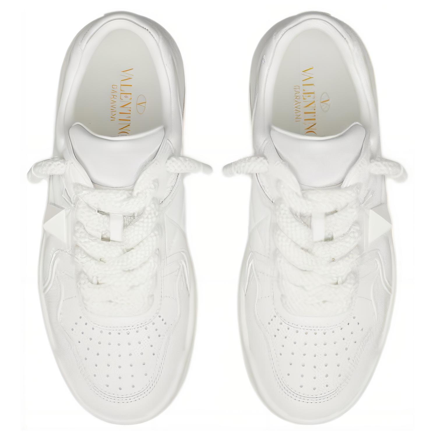 Shop (W) Valentino One Stud XL 'Zapatillas Bajas de Cuero Blanco' 1W0S0FQ4XTM0BO