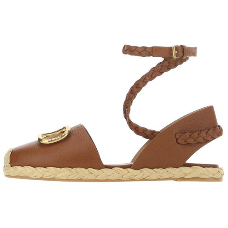 (W) Valentino Open Band Calfskin Sports Sandals 'Brown'