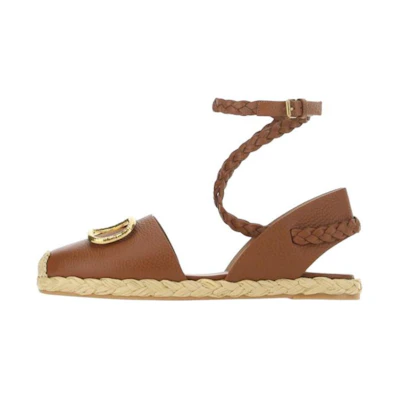 (W) Valentino Open Band Calfskin Sports Sandals 'Brown'