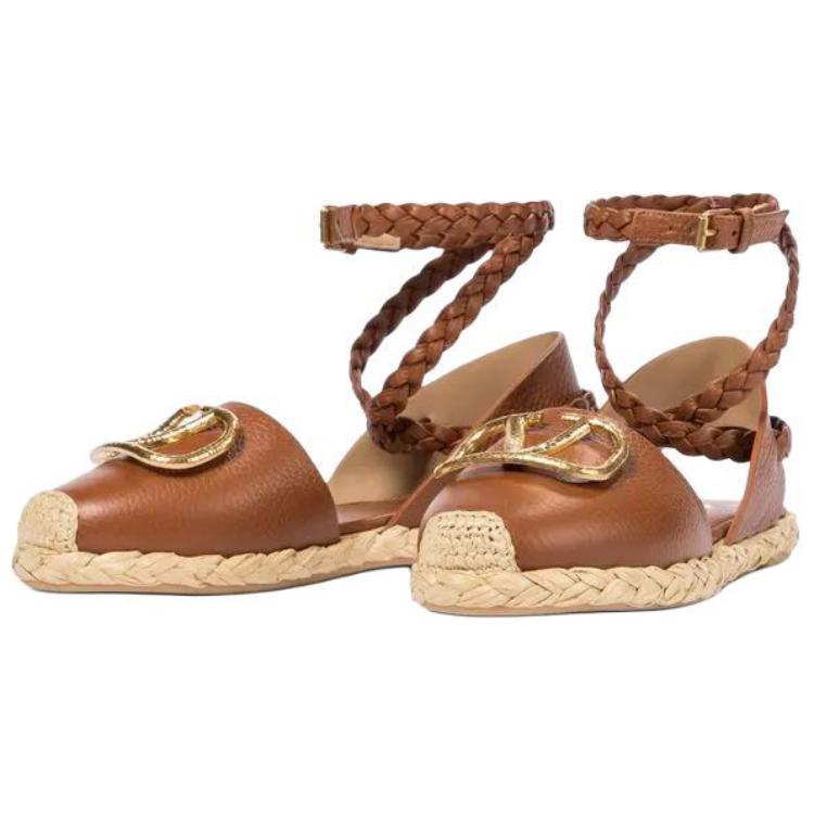 (W) Valentino Open Band Calfskin Sports Sandals 'Brown' 圖 3