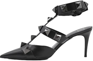 (Women) Valentino Open Low Heel 'Black Leather' WW2S0CB2GWI0NO (Women) Valentino Open Low Heel 'Black Leather' WW2S0CB2GWI0NO