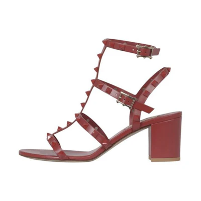 (W) Valentino Open Toe Buckle Slide 'Red Fashion'