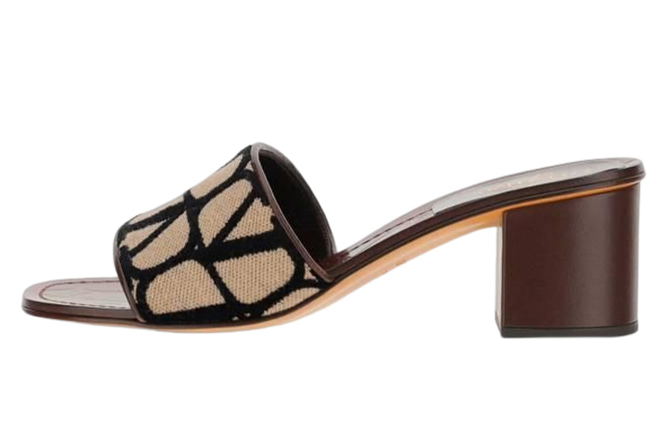 (Women) Valentino Open Toe Chunky Heel Sandal 'Brown' 2W0S0GS7WIC6ZN