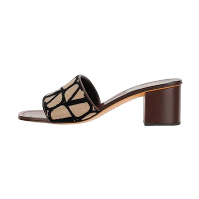 (W) Valentino Open Toe Chunky Heel Sandal 'Brown'