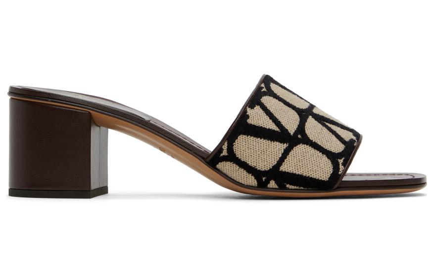 Order (Women) Valentino Open Toe Chunky Heel Sandal 'Brown' 2W0S0GS7WIC6ZN