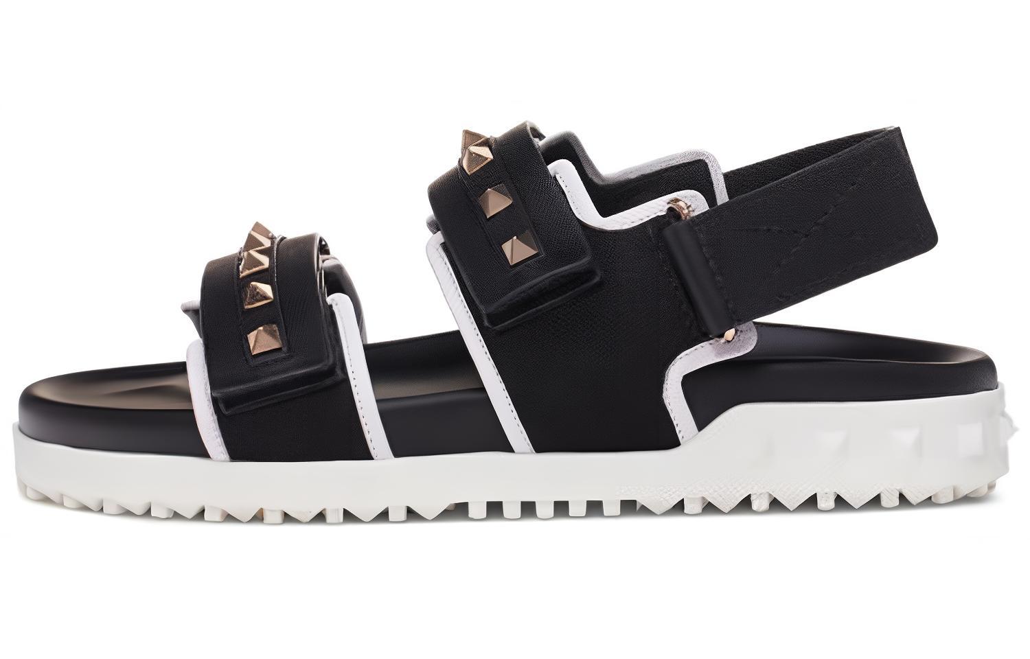 (Women) Valentino Open Toe Flat Fashion Slide 'Black Magic Tape' TW2S0V11VRTNER