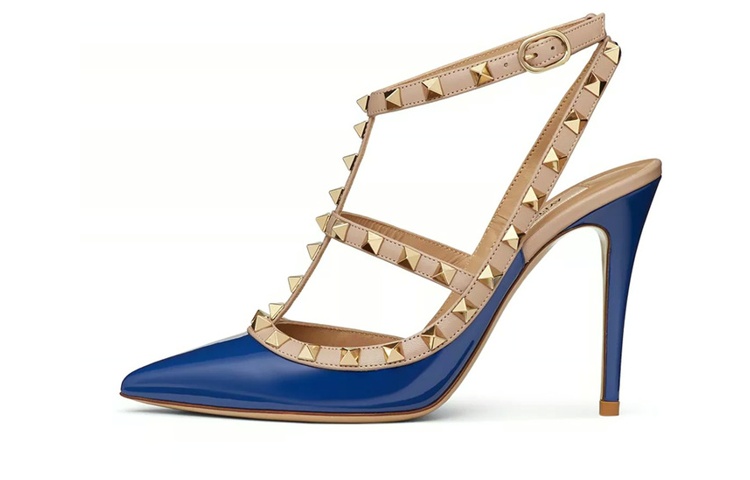 (Women) Valentino Patent Leather Pointed-Toe Buckle Stiletto 'Blue' UW2S0393VNWFE6