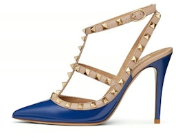 (Women) Valentino Patent Leather Pointed-Toe Buckle Stiletto 'Blue' UW2S0393VNWFE6 (Women) Valentino Patent Leather Pointed-Toe Buckle Stiletto 'Blue' UW2S0393VNWFE6