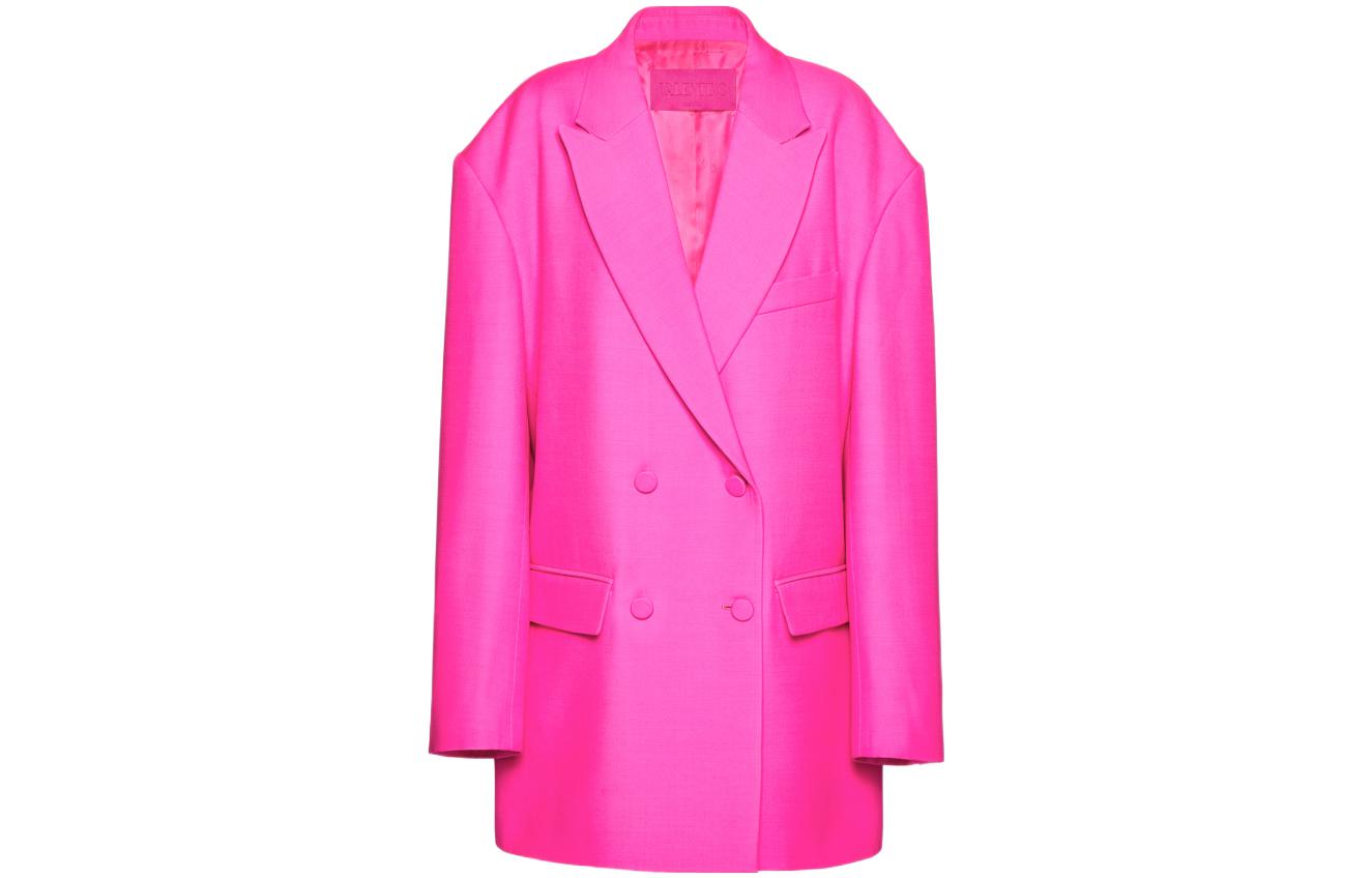 (Women) Valentino Pink PP Double-Breasted Blazer FW22  Loose Fit in Pink. 1B0CE2X51CFUWT