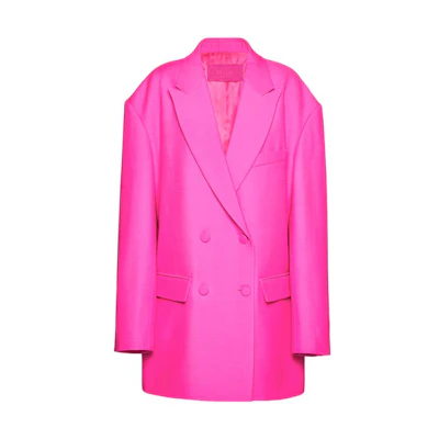 (Women) Valentino Pink PP Double-Breasted Blazer FW22 Loose Fit in Pink. 1B0CE2X51CFUWT