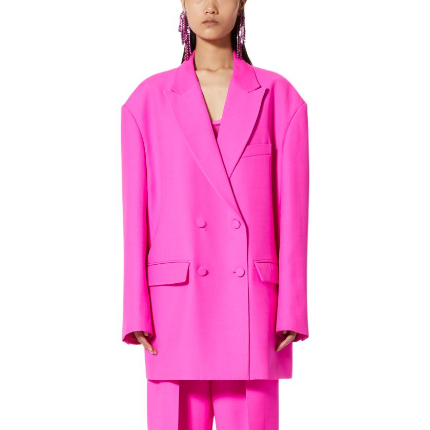 Lookbook (W) Valentino 粉紅PP雙排扣西裝外套FW22寬鬆版型 粉紅色 1B0CE2X51CFUWT