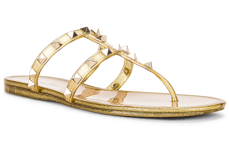 Lookbook (Women) Valentino PVC Thong Sandals 'Gold' UW2S0T84LMFl01