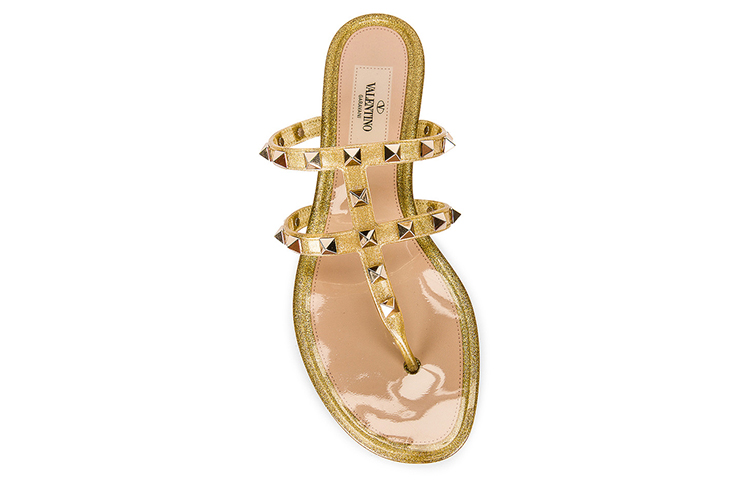 Purchase (Women) Valentino PVC Thong Sandals 'Gold' UW2S0T84LMFl01