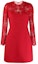 Buy (W) Valentino Vestido Rojo de Encaje Manga Larga Corte Línea-A SB3VA1H01CF157
