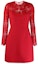 Order (W) Valentino Vestido Rojo de Encaje Manga Larga Corte Línea-A SB3VA1H01CF157