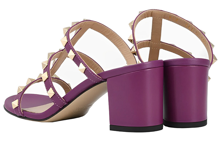 Lookbook (W) 华伦天奴Rockstud 60紫色皮革凉鞋 XW0S0C47VODZA2