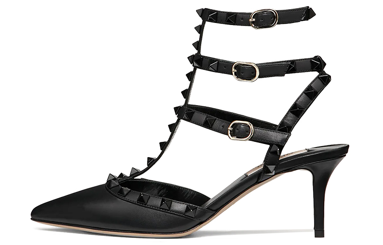 (Women) Valentino Rockstud 'Black High-Heeled Sandals' UW2S0375VB80NO