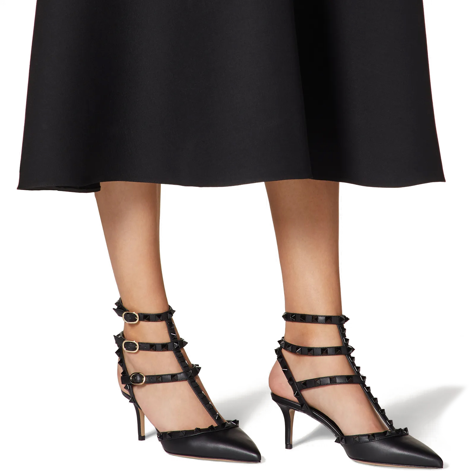 (W) Valentino Rockstud 'Black High-Heeled Sandals' 圖 5