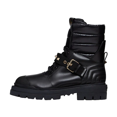 (W) Valentino Rockstud 'Black Lace-Up Ankle Boot'
