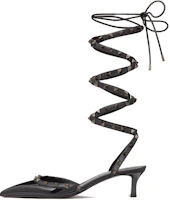 (Women) Valentino Rockstud 'Black Patent Pointed-Toe Ankle-Strap Kitten Heels' WS0HP3XAX0NO (Women) Valentino Rockstud 'Black Patent Pointed-Toe Ankle-Strap Kitten Heels' WS0HP3XAX0NO