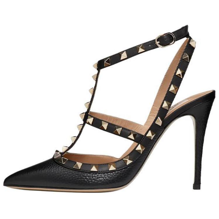 (Women) Valentino Rockstud 'Black Studded Strappy Heels' UW2S0393VCE0NO