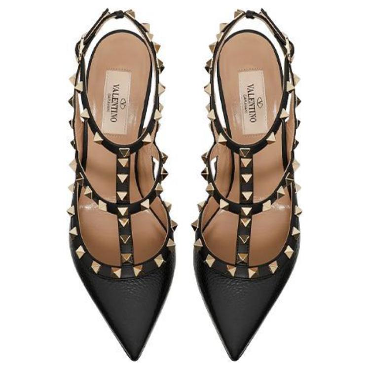 Shop (W) Valentino Rockstud 'Tumit Bertali Hitam Bertatah Stud' UW2S0393VCE0NO