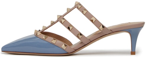 (Women) Valentino Rockstud 'Blue Patent Slip-On Pointed Toe Slide' VW2S0V23VNWLQ7 (Women) Valentino Rockstud 'Blue Patent Slip-On Pointed Toe Slide' VW2S0V23VNWLQ7