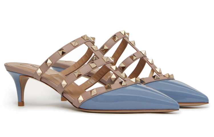 Order (W) Valentino Rockstud 'Zapato Plano Azul Charol Punta Cerrada' VW2S0V23VNWLQ7