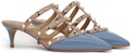 (W) Valentino Rockstud 'Blue Patent Slip-On Pointed Toe Slide' kasut wanita. VW2S0V23VNWLQ7