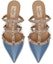 Lookbook (W) Valentino Rockstud 'Blue Patent Slip-On Pointed Toe Slide' kasut wanita. VW2S0V23VNWLQ7