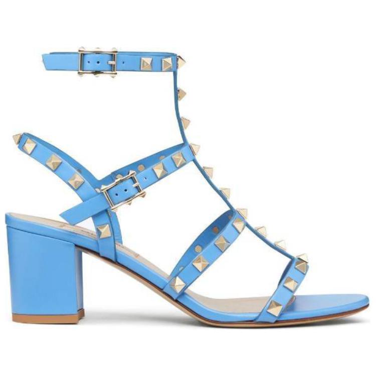 (W) Valentino Rockstud 'Blue Studded Block Heel Sandal' 圖 2