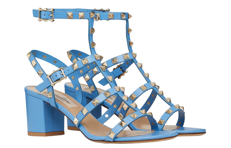 (W) Valentino Rockstud 'Blue Studded Block Heel Sandal' 圖 3
