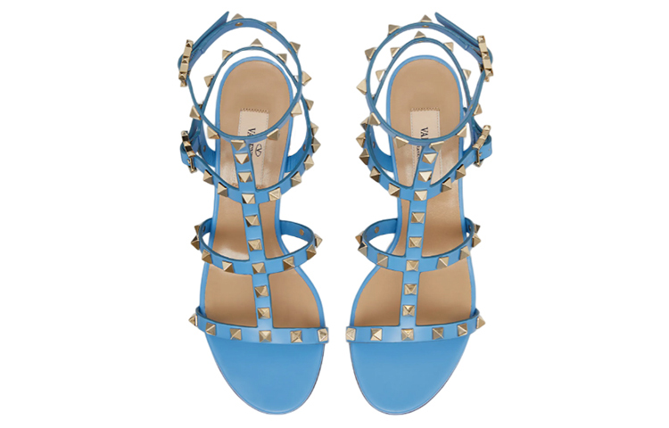 (W) Valentino Rockstud 'Blue Studded Block Heel Sandal' 圖 4