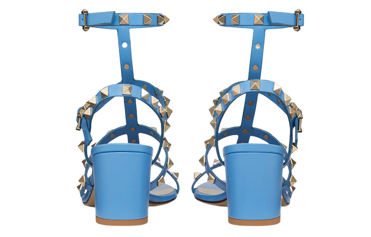 (W) Valentino Rockstud 'Blue Studded Block Heel Sandal' 圖 5
