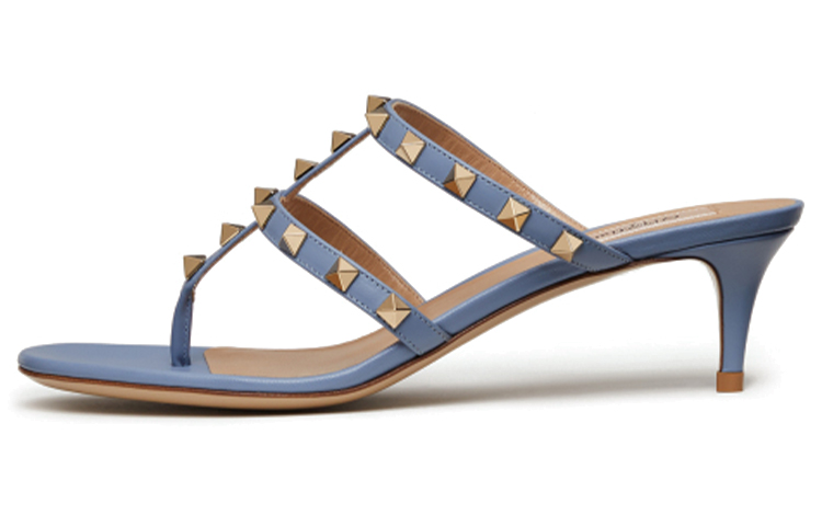 (W) Valentino Rockstud 'Blue Thong High-Heeled Sandals'