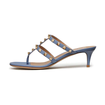 (W) Valentino Rockstud 'Blue Thong High-Heeled Sandals'