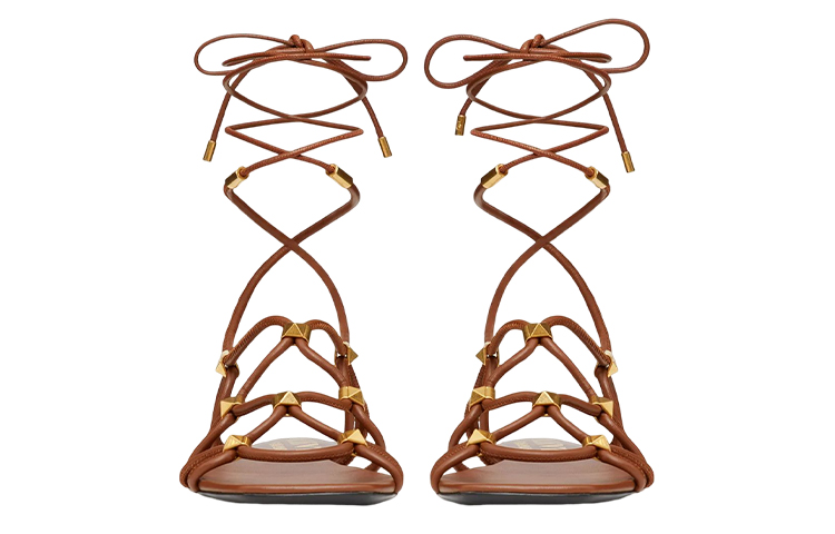(W) Valentino Rockstud 'Brown Gladiator Flat Sandals' 圖 4