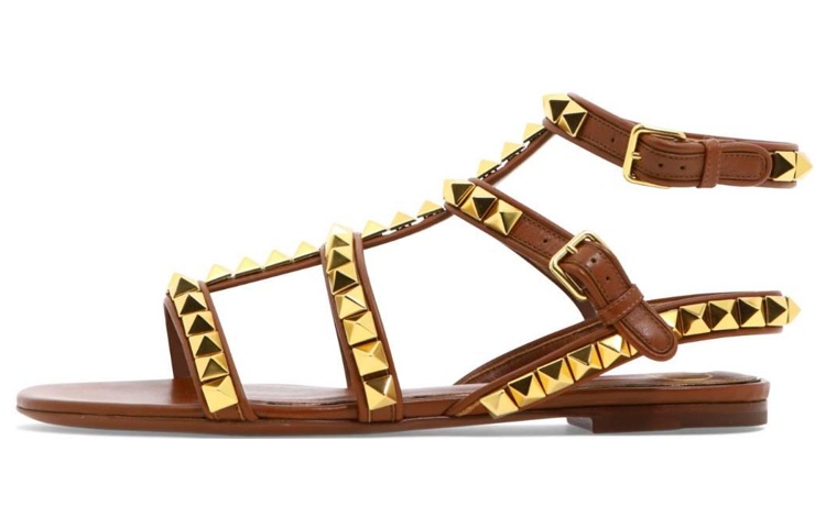 (W) Valentino Rockstud 'Brown Leather Buckle'